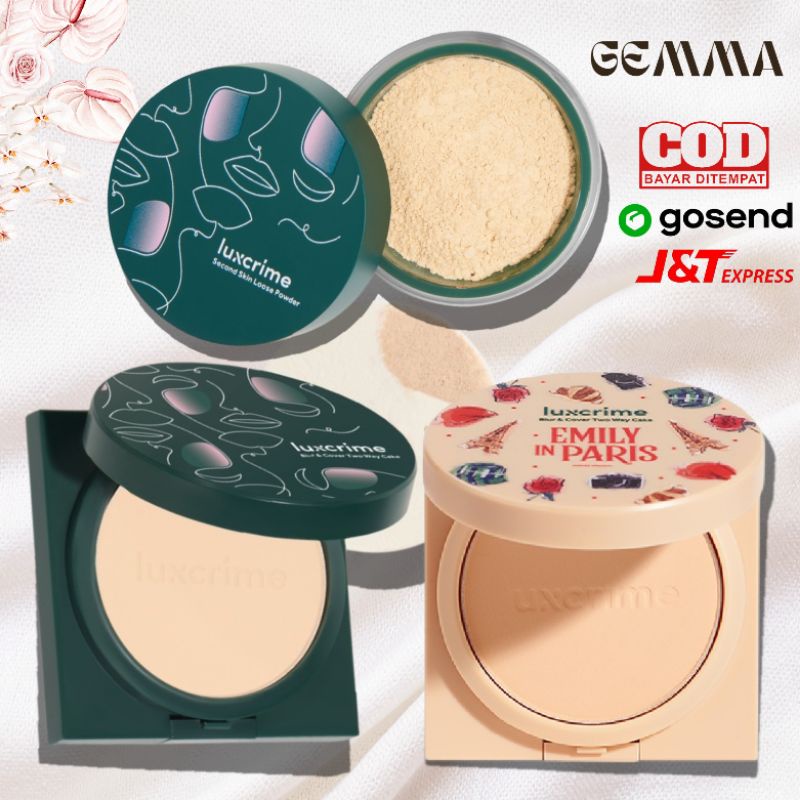 (GOSEND/COD) LUXCRIME BLUR AND COVER TWO WAY CAKE TWC LIMITED EDITION EMILY IN PARIS - SECOND SKIN LOOSE POWDER TRANSLUCENT BEDAK TABUR
