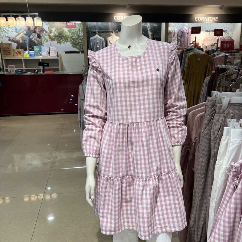 Corniche luvita dress wanita motif kotak-kotak super charming❤! S-XL