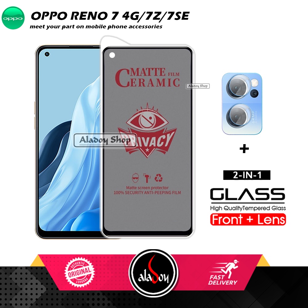 PAKET 2IN1 Anti Gores Privacy Oppo Reno 7 4G/7Z/7SE + Tempered Glass Kamera