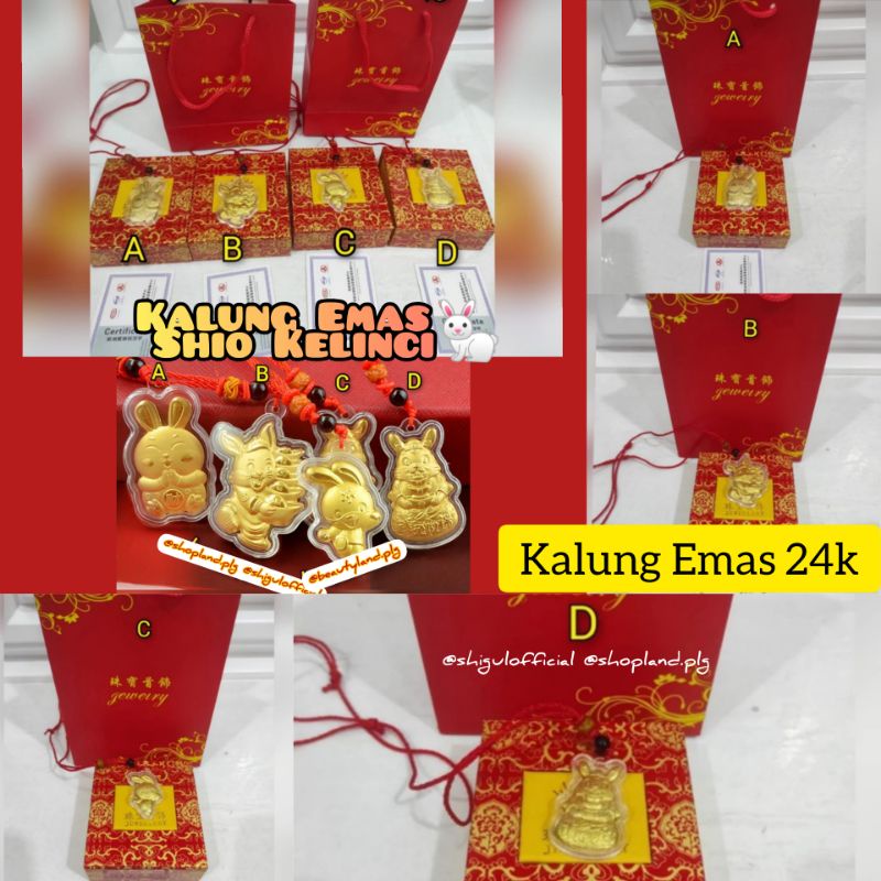 Kalung Emas 24k 0,1gr kadar 999 shio kelinci rabbit imlek 2023 asli angpao emas angpao gold bersertifikat