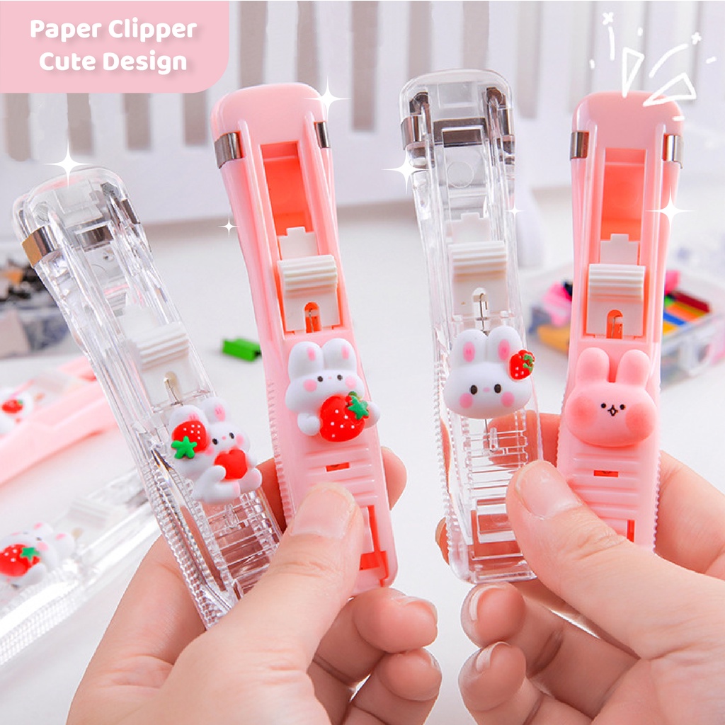 MSY Paper Clipper Portable Metal Penjepit Kertas Stapler Staples clip DAN isian clip 8pcs/pack Plastik