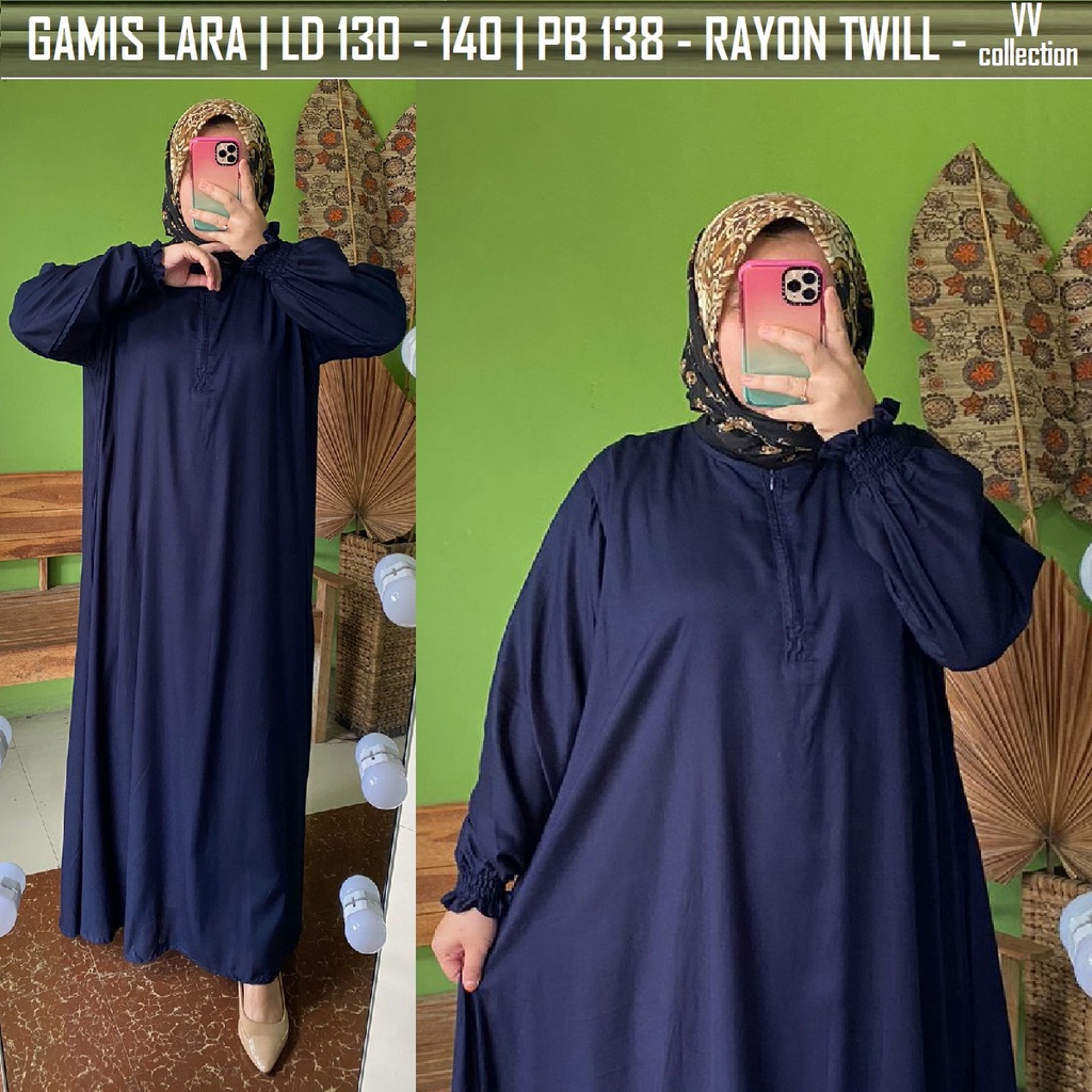 Jual LARA GAMIS ADEM JUMBO LD 130 140 PANJANG 138 CM BAHAN RAYON TWILL