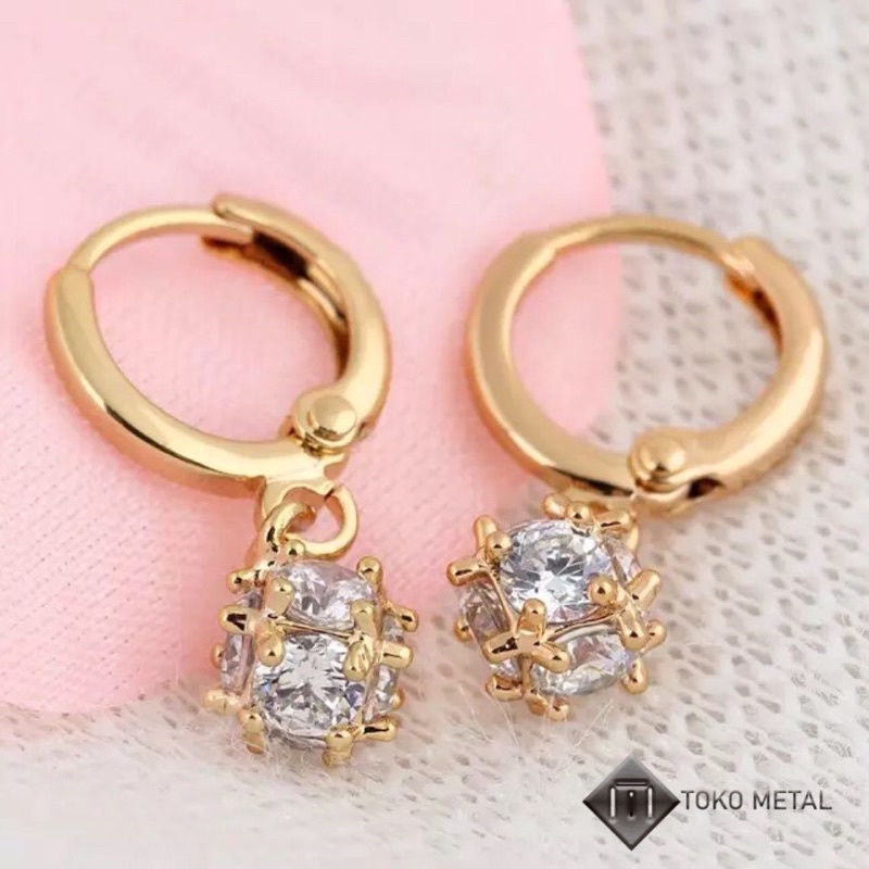 Anting Xuping 100% Original Model Bola Jurai Silver/Rosegold Lapis Emas [ Toko Metal ]