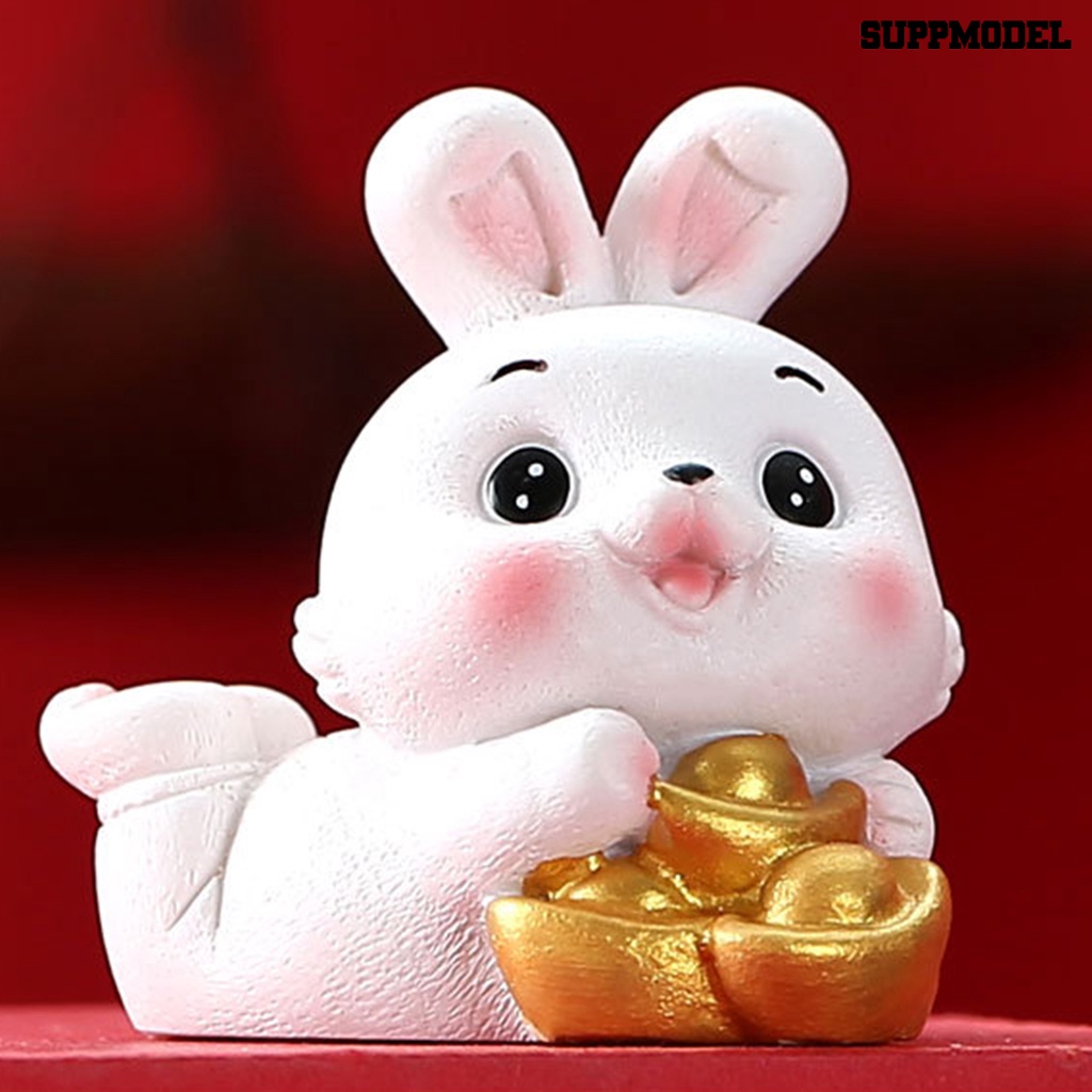 [Dekorasi] Ornamen Kelinci Mobil Bentuk Realistis Tekstur Bening Bunny Shaking Head Rumah Boneka Hias Harapan Terbaik Tahan Lama Car Rabbit Decoration Gift