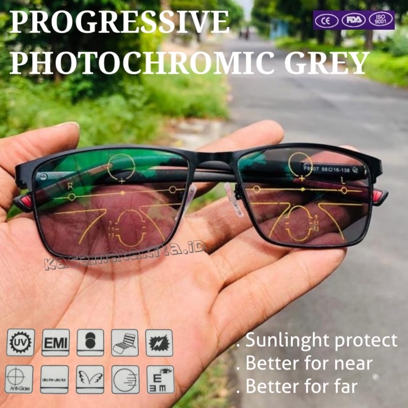 Kacamata Baca Progresif Photocromic | Kacamata Plus Multifocal Jauh Dekat