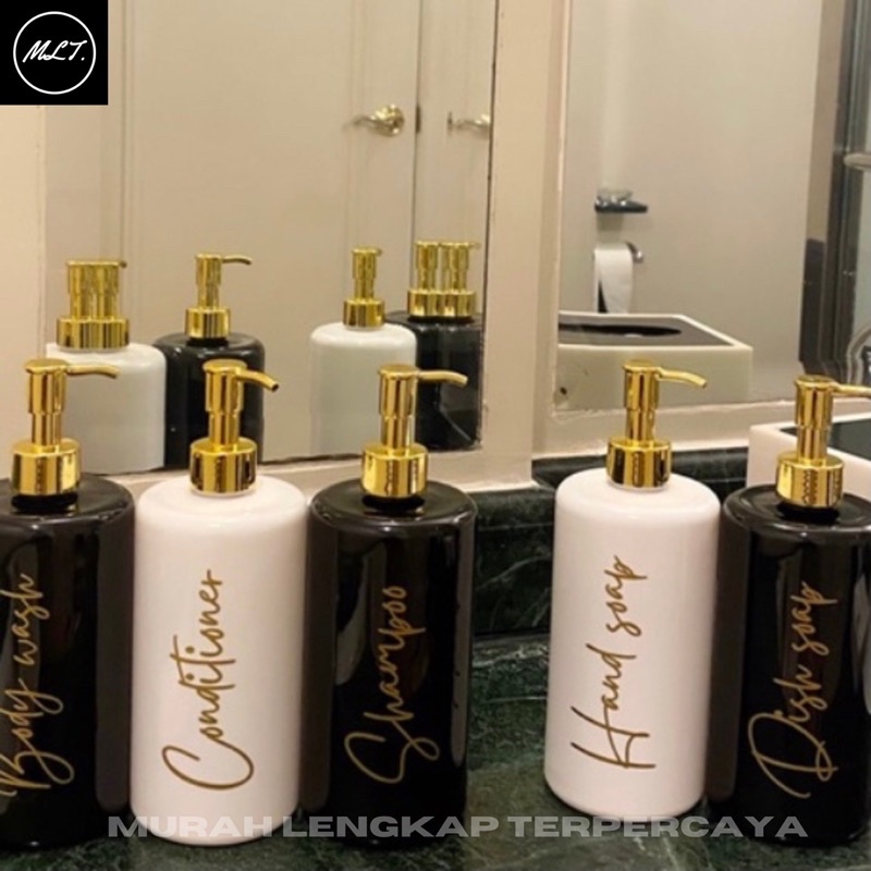 BOTOL HITAM GLOSSY 500ML GOLD LUXURY AESTHETIC MINIMALIST BOTTLE REFILL REFIL ESTETIK 500 ML CLIP OIL GOLD PET WHITE PUTIH SOLID WADAH KOSMETIK BOTOL POMPA PENCET GOLD 500 ML