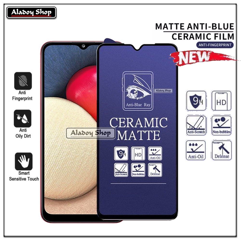 PAKET 3IN1 Anti Gores Blue Matte Anti Glare Samsung A02S/M02S + Tempered Glass Camera dan Skin Carbon