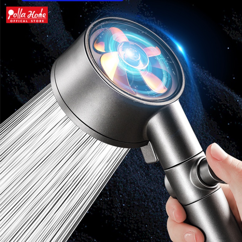 OLLAHOM KEPALA SHOWER MANDI HITAM PREMIUM KEPALA KRAN TURBO FAN SHOWER MANDI