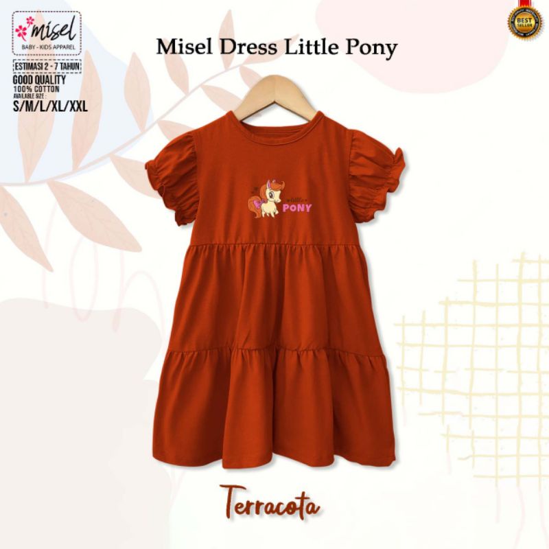 Baju Dress Anak Perempuan Cewek Terbaru Viral Kekinian Korean Style Misel Dress Little Pony 2 3 4 5 6 7 Tahun