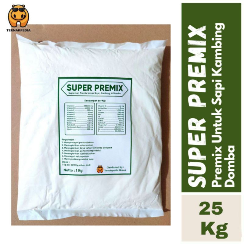 Super Premix 25 kg - Super Premix Kambing - Premix Sapi - Premix Ternak - Premix Kelinci - Premix Ka