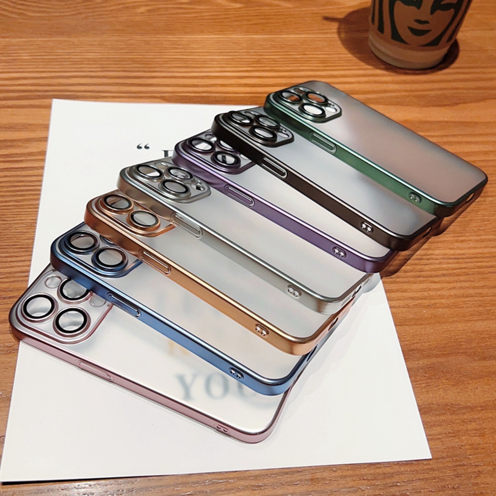 Matte Texture Clear Phone Case Untuk iPhone 14 Pro Max12 13 Pro Max Casing PC Keras Dengan Pelindung Kamera Untuk14Plus Casing Shockproof Tembus