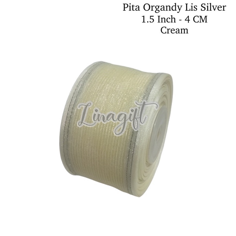 ( Meter ) PITA ORGANDY LIS SILVER 1IN 1.5INCH ( 2.5 CM ) - GIFT RIBBON 25MM 40MM ( MADE IN TAIWAN ) PITA ORGANDI / ORGANZA / HIASAN KADO / EKSCLUSIVE / ELEGANT CLASSIC