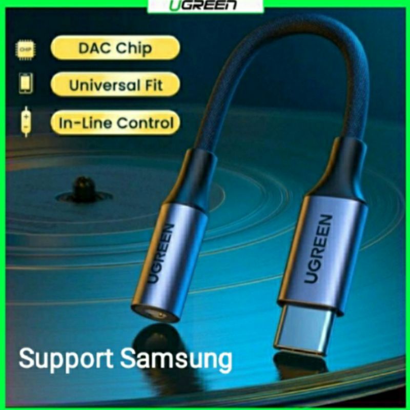 UGREEN 80154 70858 Converter Type C DAC / NO DAC Jack 3,5mm Female to Type C Male Untuk Samsung Huaw