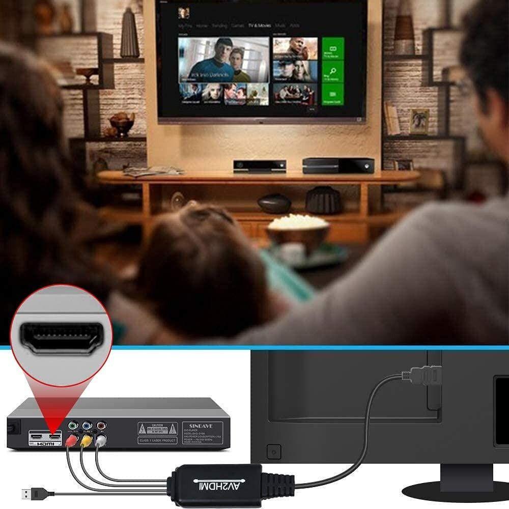 Konverter RCA Ke HDMI Atas Kamera DVD 1080P AV Adapter CVBS Composite
