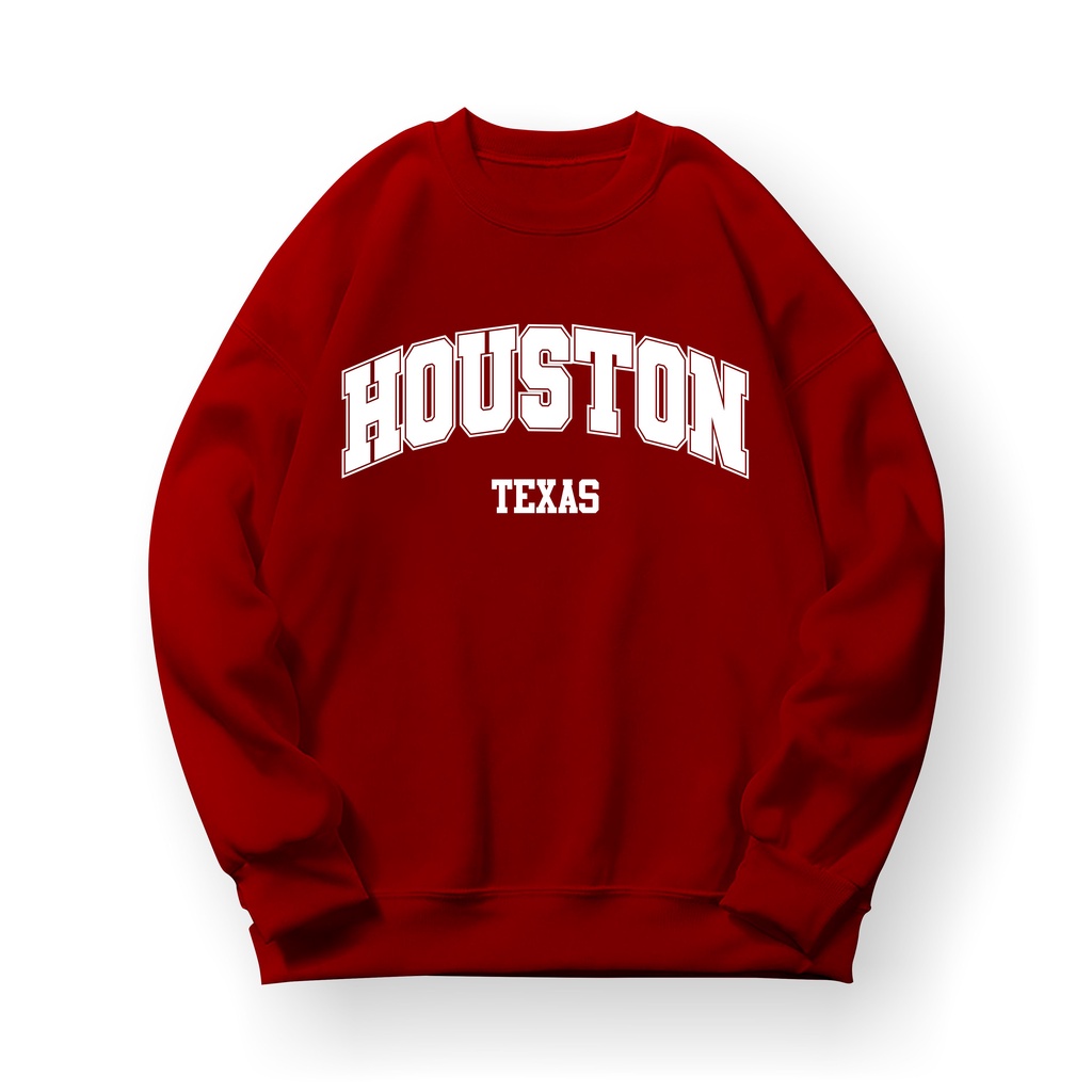 HOUSTON TEXAS Sweatshirt Basic II Sweater Crewneck Print DTF II Sz M - XL Anak &amp; Dewasa ( Pria &amp; Wanita )