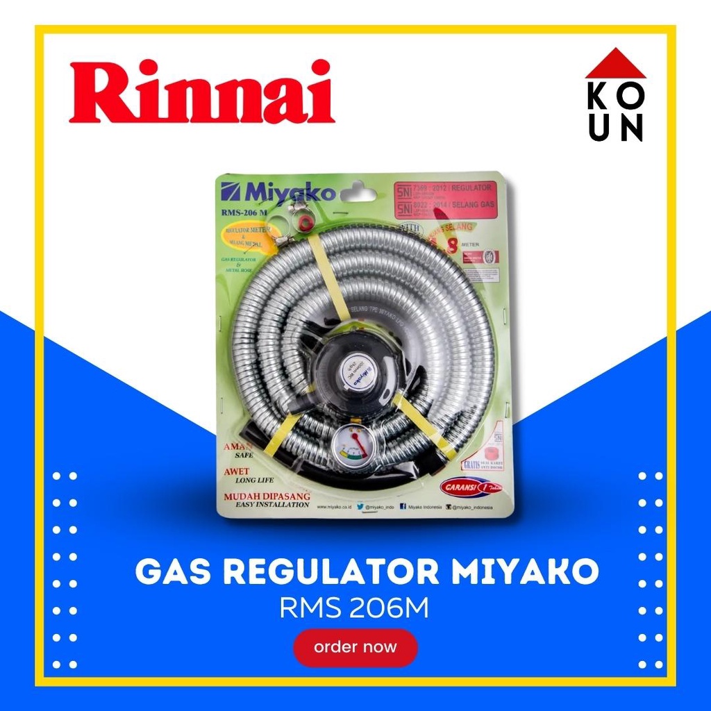 (COD READY) Regulator + Selang Gas LPG Miyako RMS 206 M / RMS-206 M / RMS206M / RMS106M / RMS 206M /