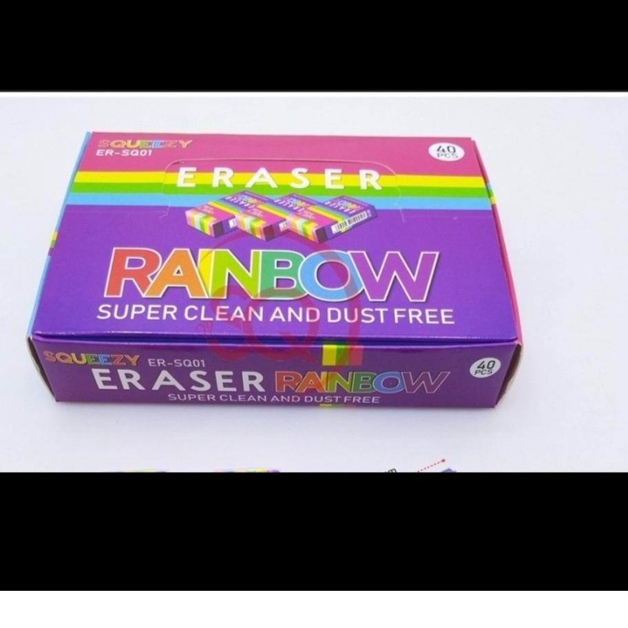 

BEST SELLER Penghapus Pensil Squeezy Rainbow isi 40 Pcs / Box;