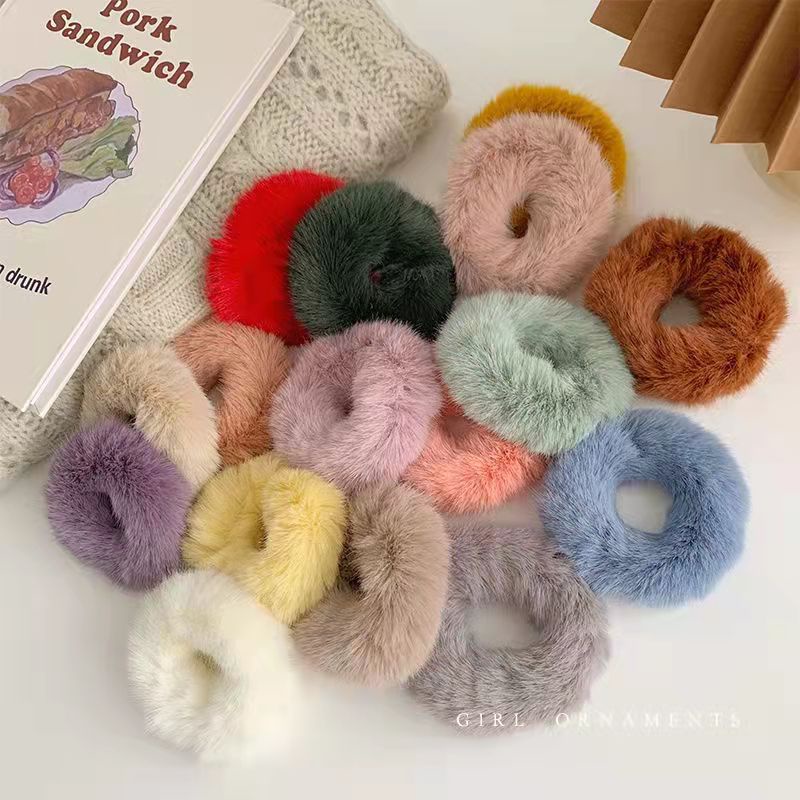 CHAVA | IR753 Scrunchies Ikat Rambut Model Bulu Bola Pom Pom Ponytail Gaya Korea