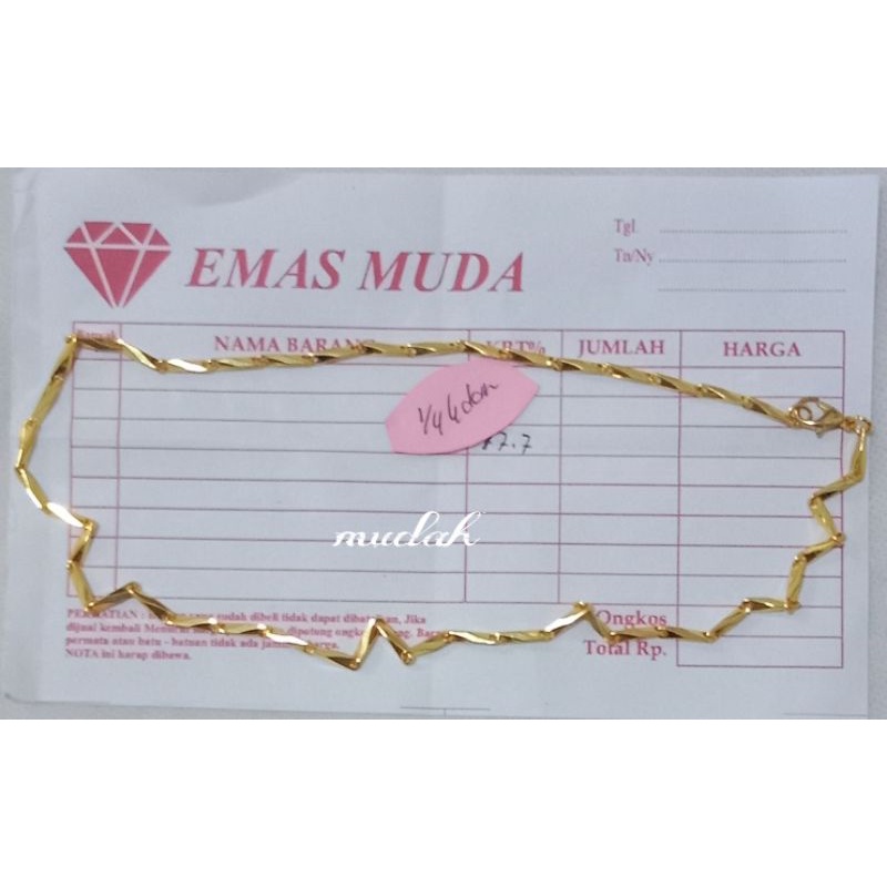 kalung padi lapis emas 24k anti kararat dan awet free surat