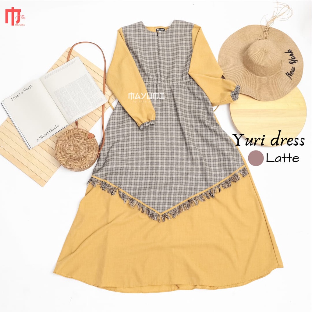 MAYUMI - YURI DRESS  | Gamis  Ori | Gamis Motif Linen Mix Katun Supernova