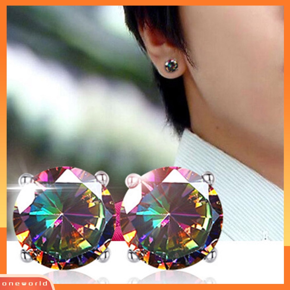 [WONE] Klasik Unisex Multicolor Cubic Zirconia Hias Telinga Stud Anting Perhiasan Hadiah