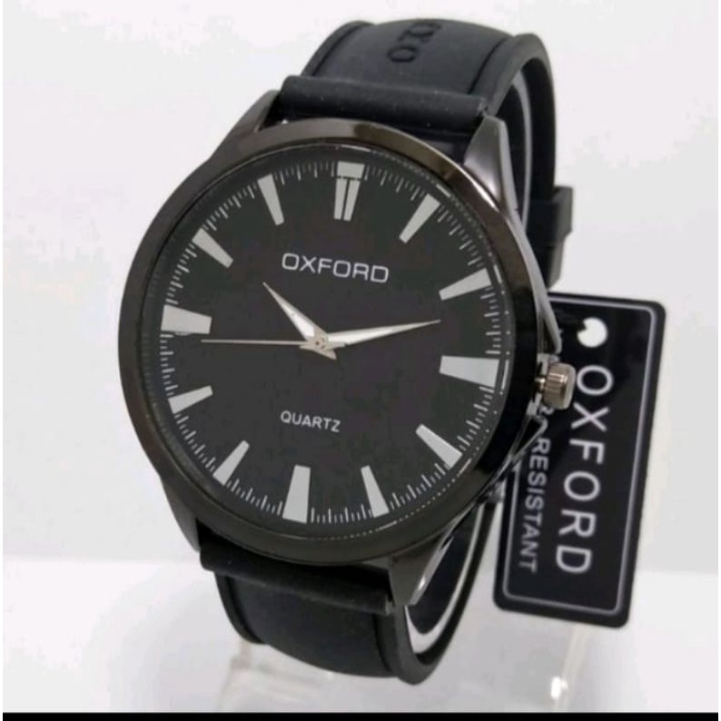 jam tangan pria karet hitam water resist oxford ori