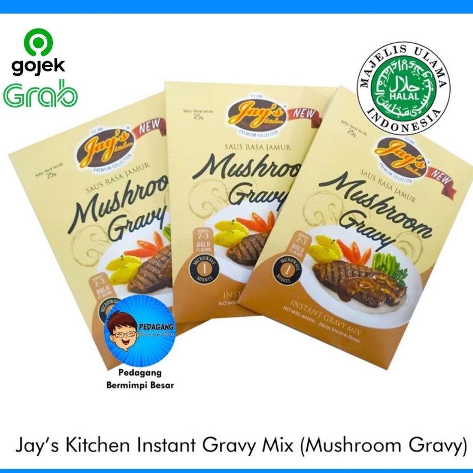 Jay's Kitchen Instant Gravy Mix Mushroom Gravy 25gr | Saus Jamur