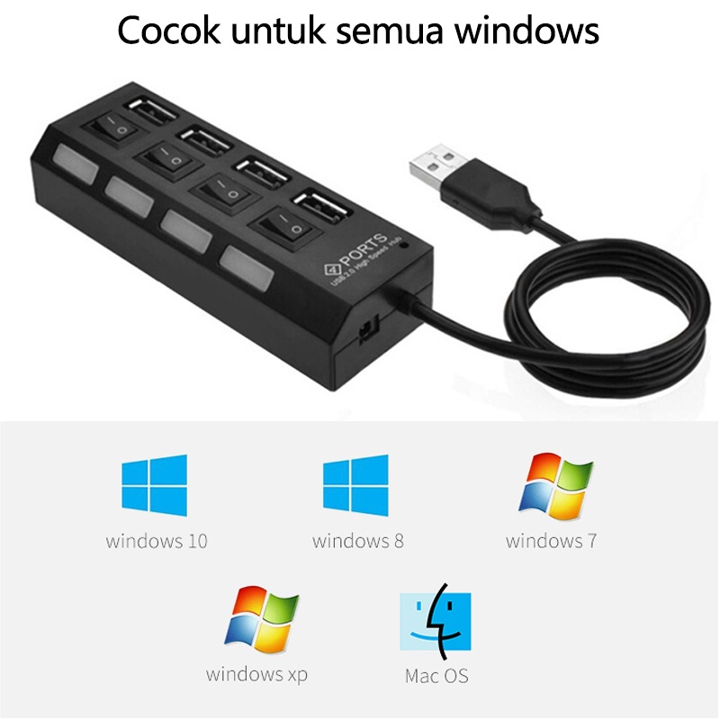 Usb Hub 4/7 Port Saklar On/Off High speed
