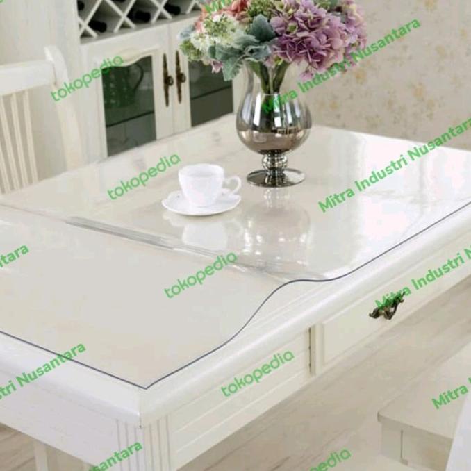 Taplak Meja Alas Meja Plastik PVC Bening Transparan 120cm x 80cm