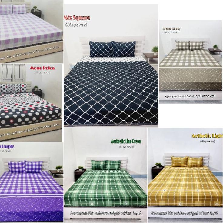 Sprei Motif polcadot dan aesthetic, kotak2 korea|karet setiap sudut [ESH.21De22ᴼ]