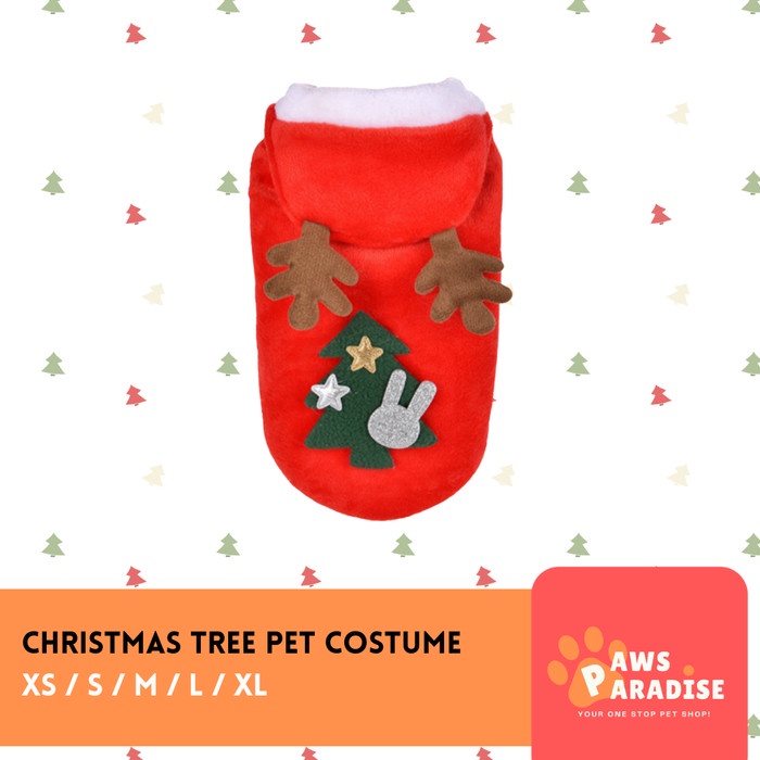 Baju Kostum Natal Anjing Motif Pohon Natal / Pet Dog Christmas Tree