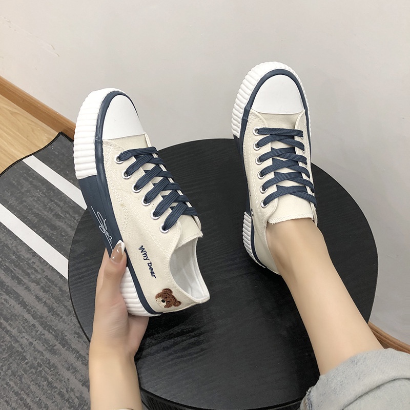 [LOKAL] POKY - SEPATU CHINO SNEAKERS KOREA WANITA TEDDY BEAR LUCU 01