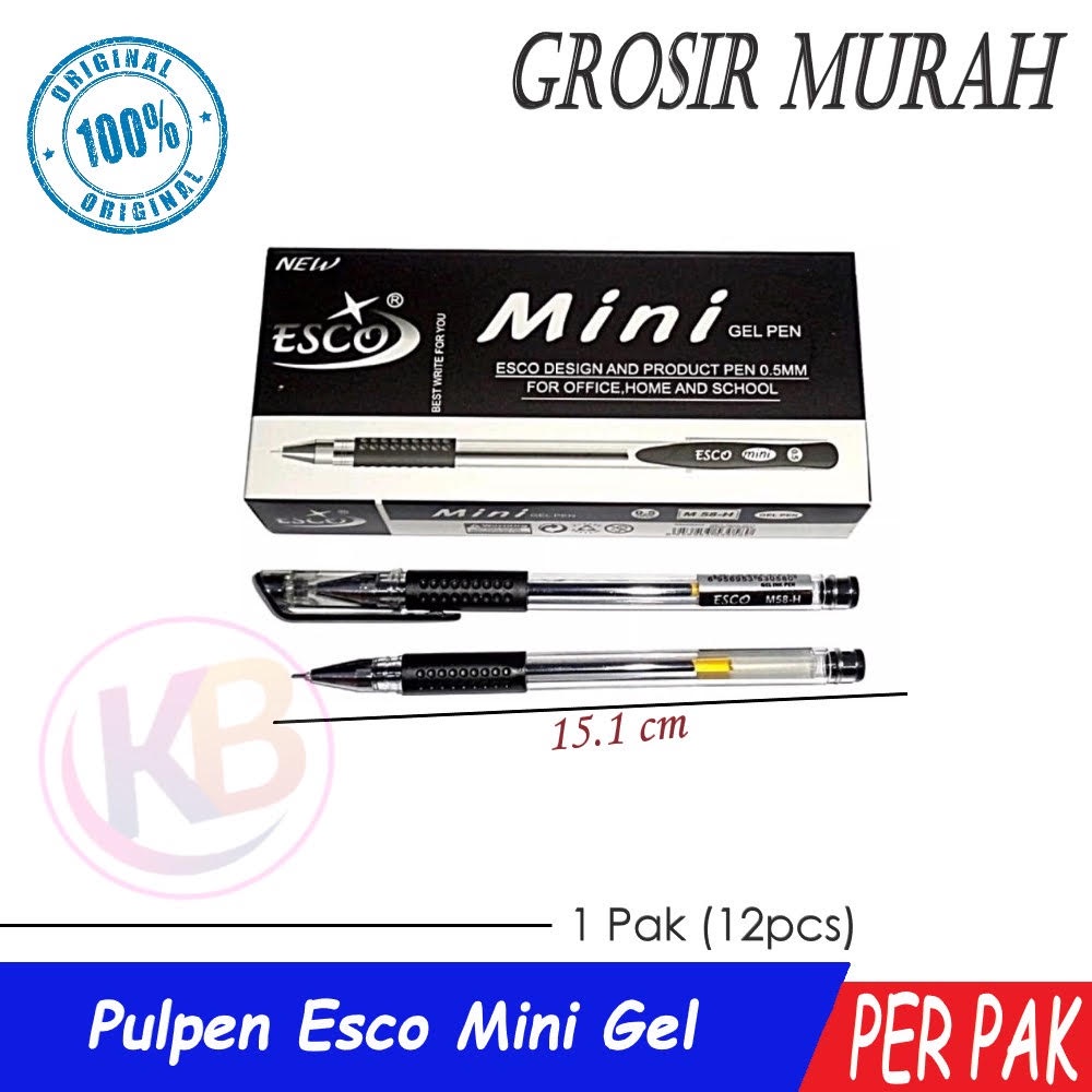 

Pulpen esco mini gel - 1 lusin (12 Pcs) - Ballpoint mata jarum 0.5mm - Tinta hitam - Atk blessing