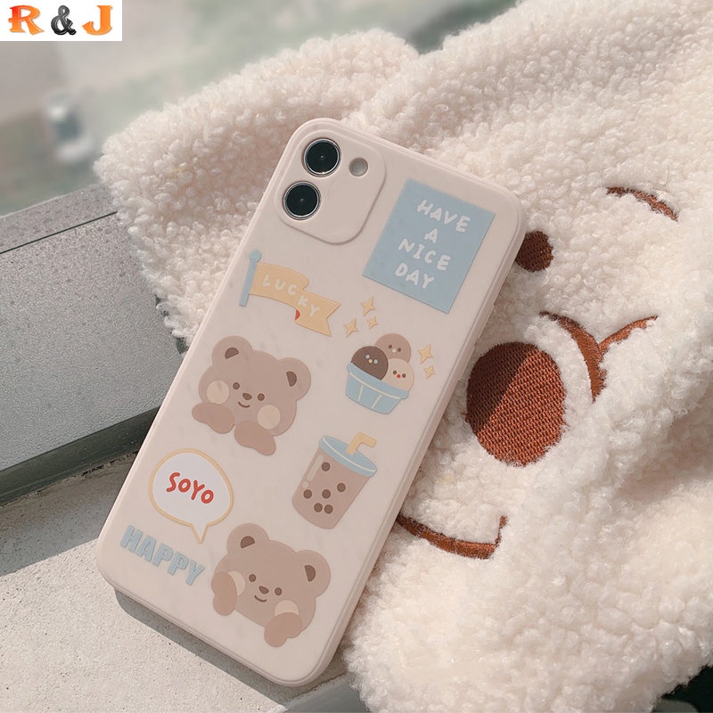 Milk Tea Brown Bear Case Samsung A04 A04S A73 A33 A13 A03 A03S A23 A22 A21S A12 A02S A11 A51 A10 A30 A50 A52 A20S A10S M12 J4 Plus M22 M32 4G Tide Case Pelindung Aksi Arus