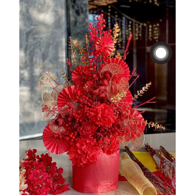 Artifical Holly Flower Bunga Cherry Red Bean Bunga Natal New Year Christmas Dekorasi Imlek 2024 Red Berry Tanaman Palsu Ornament Dekorasi Imlek Dekorasi Chinese New Year CNY Decoration Bunga Palsu Artifisi Flower Bunga Plastik