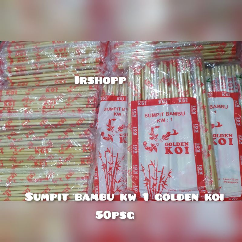 Sumpit bambu kw 1 golden koi isi 50 pasang
