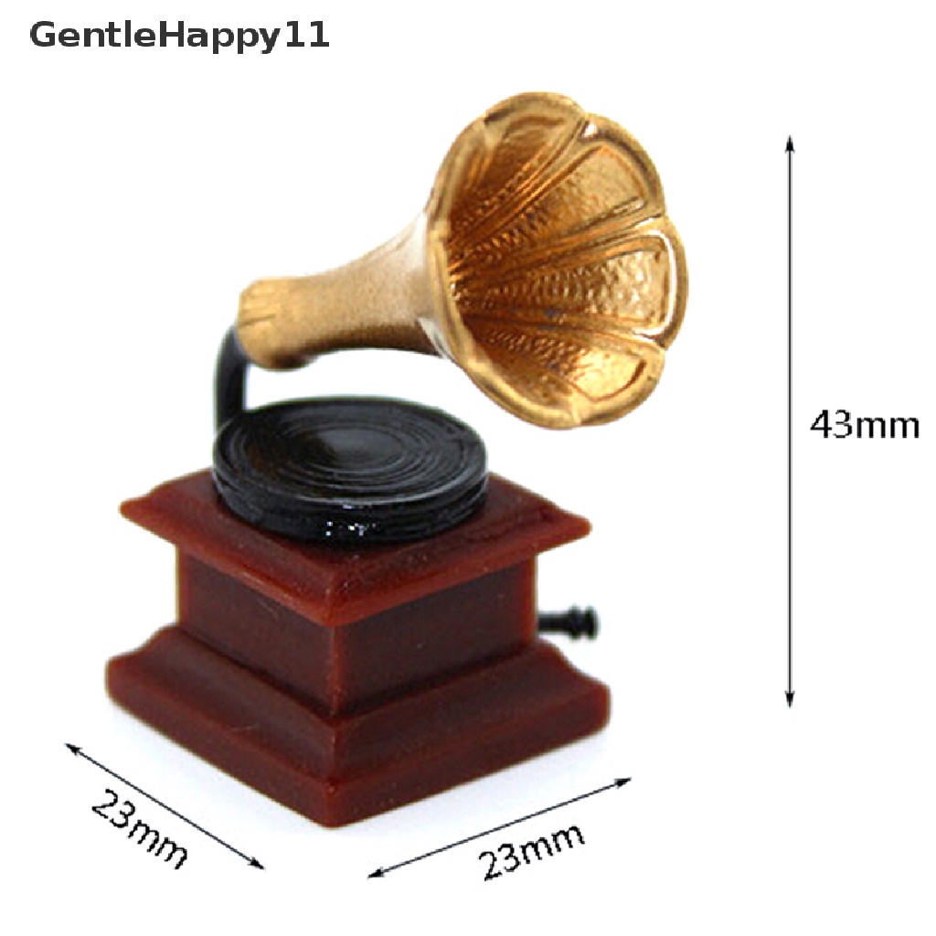 Gentlehappy1:12 Miniatur retro phonograph Rumah Boneka diy Aksesoris Dekorasi Rumah Boneka  Id