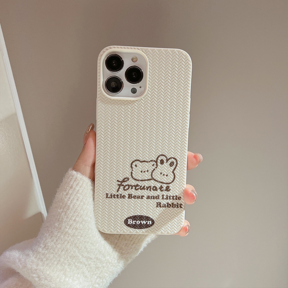 Ins Simple Stick Angka Kelinci Coklat Beruang Kartun Silikon Case Untuk Iphone7 X14 11 12 13 PRO MAX Casing Cover Pelindung