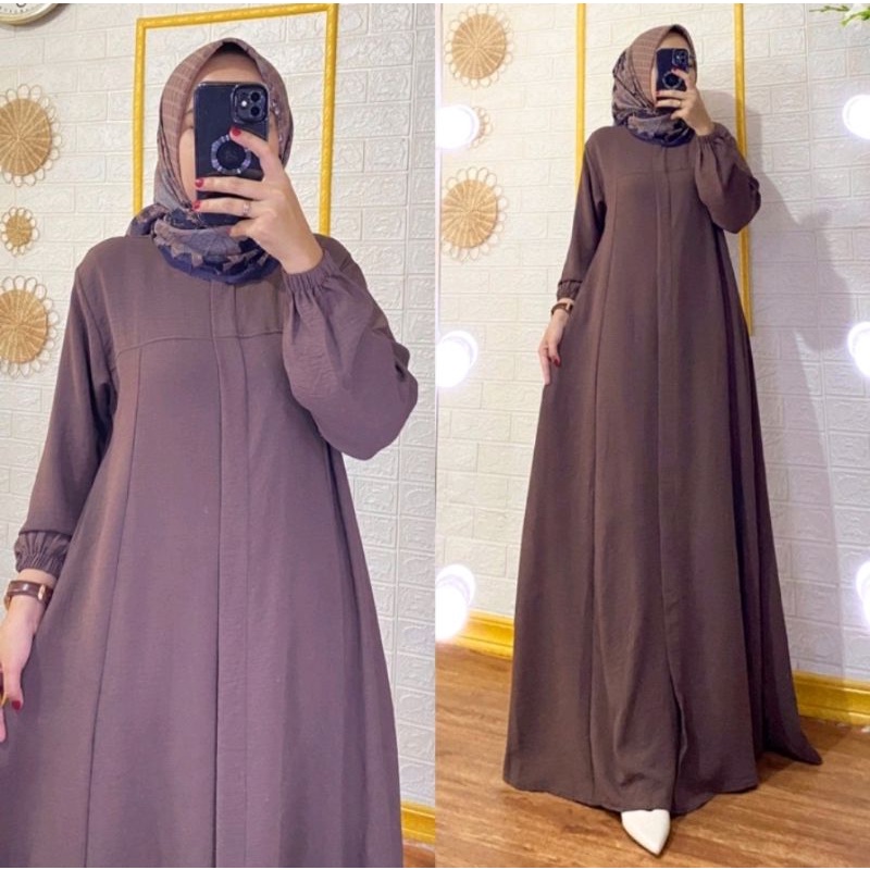 Maryam Dress Bahan Cey Crinkle Airflow Premium Size M - L - XL - XXL / Gamis Murah 2023