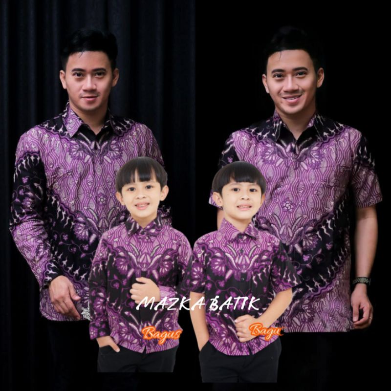 TERBARU Couple sweet || couple batik ayah dan anak cowok BATIK lilac Batik Ungu