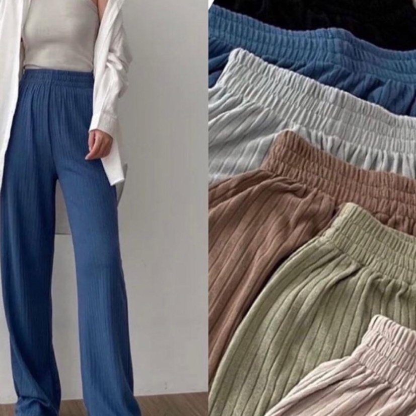 KULOT HIGHWAIST / KULOT RAJUT TEBAL / HIGHWAIST KNITTING PANTS / CELANA KULOT HIGHWAIST RAJUT / CELANA BASIC KULOT PANJANG / FUSCHIA