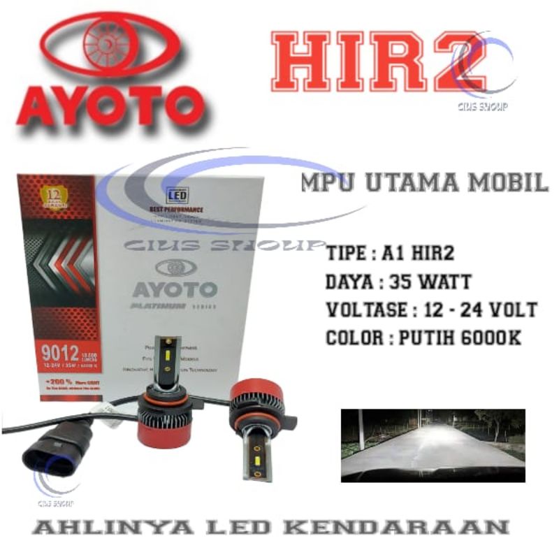 SEPASANG LAMPU LED MOBIL AYOTO A1 35W H1,HB3, HB4, H7,HIR2, H11 CAHAYA PUTIH UNTUK FOGLAMP HEADLAMP MOBIL