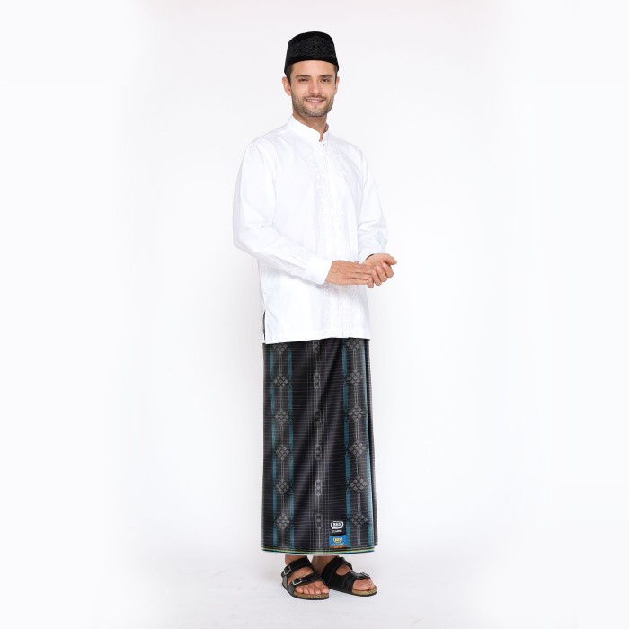 Sarung BHS Classic Gold Motif DKB Abu Biru