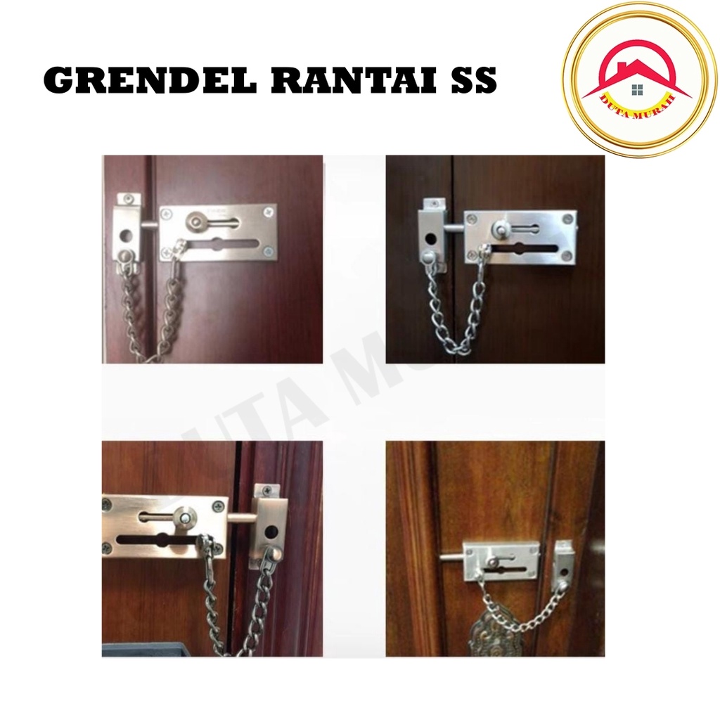 Grandel Rantai Satinless / Pengunci Pintu Kunci Selop Slot Kunci / Selot Rantai Stainless /  Grandel Pintu Hotel