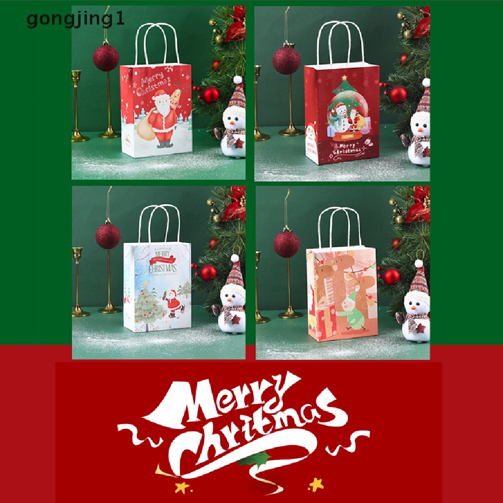 Ggg Christmas gift bag Kantong Kertas Kartun Dengan hand gift kraft paper packaging bag ID