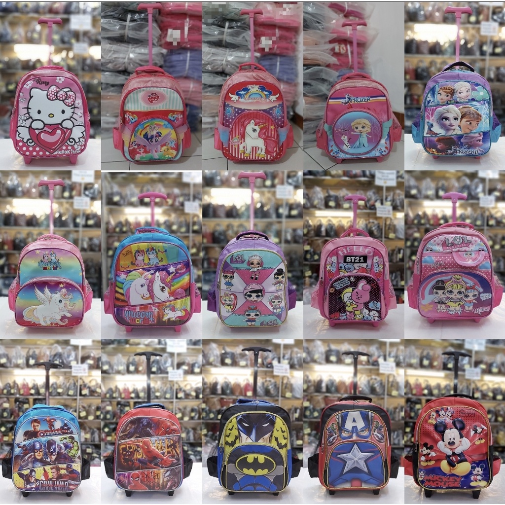 tas dorong ransel trolly tk dan paud anak perempuan