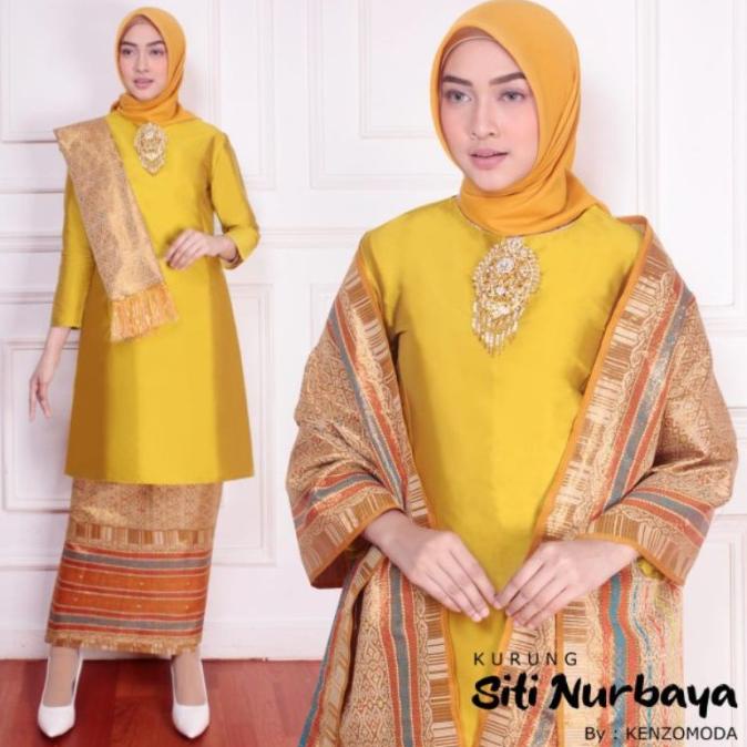 stelan baju kurung songket melayu / set songket baju dan selendang