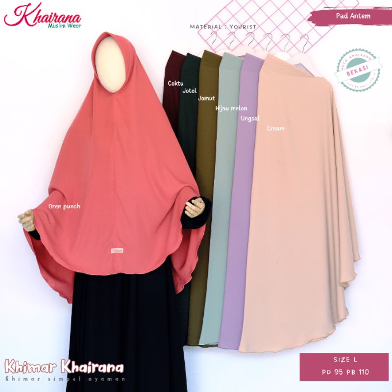 Khimar Khairana Size L Antem Kain Yoris