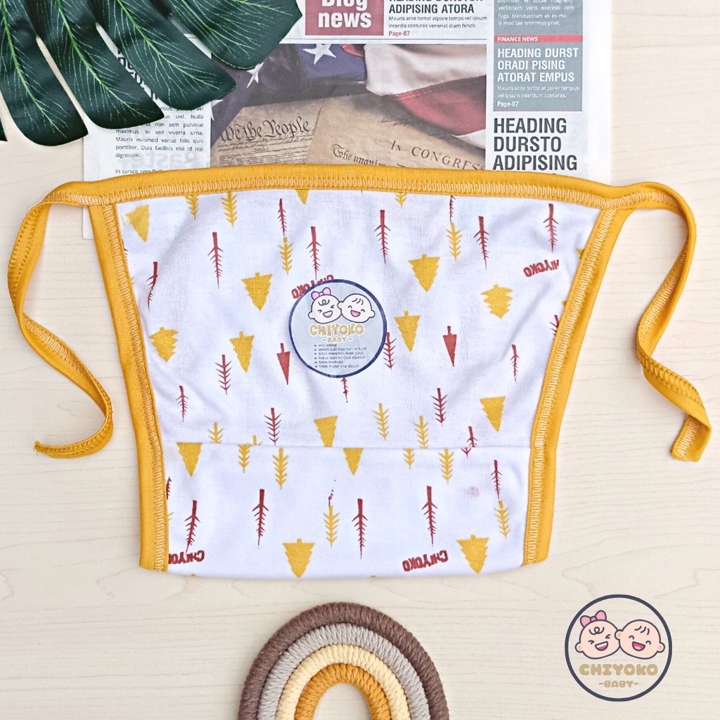 6 Pcs / 12 Pcs Popok Tali Bayi Baru Lahir Double Kain Serian MUSTARD Chiyoko Baby