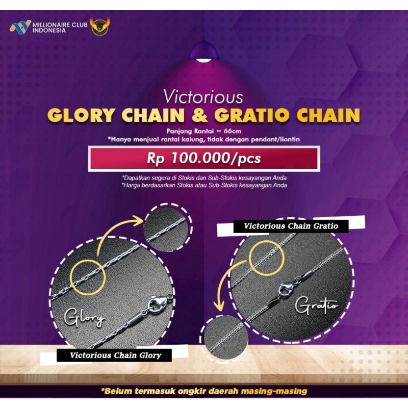 Victorious Chain/ Rantai Kalung Pendant Original VSN MCI